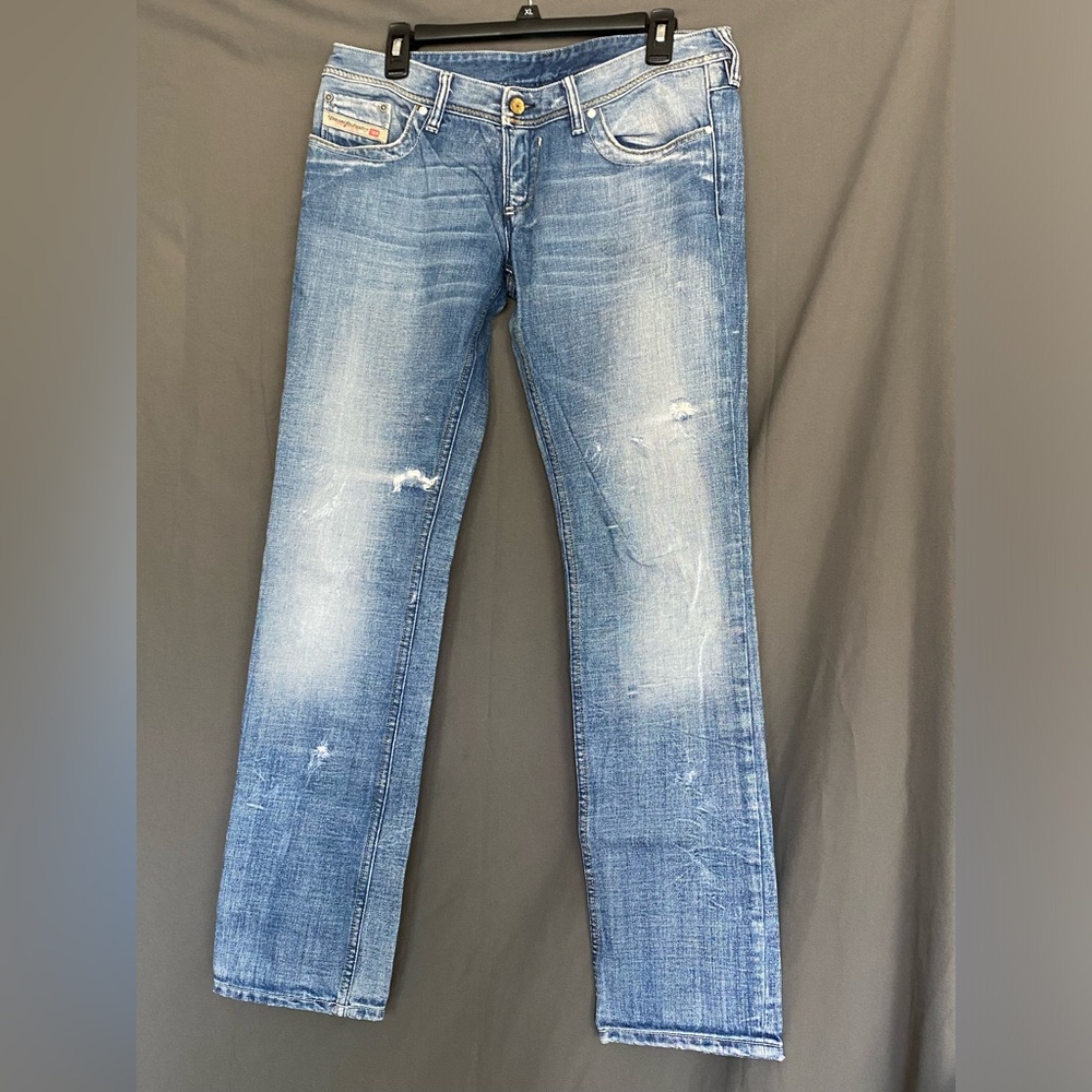 Diesel distress straight leg jeans